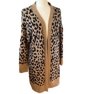 Sincerely Jules Leopard Print Open Cardigan Sz L Long Duster Mobwife